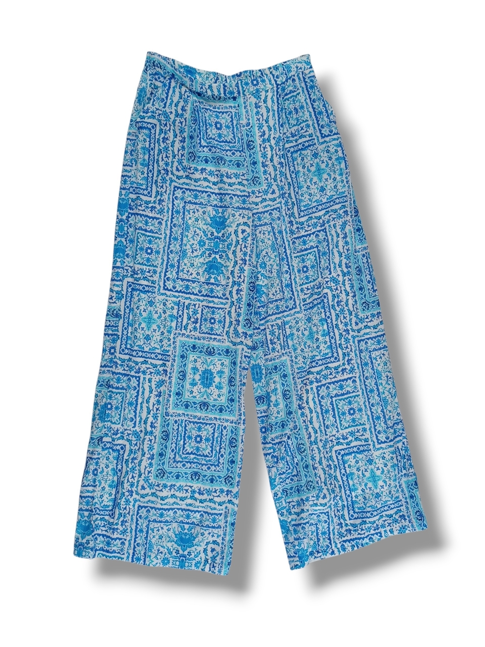 Vici Women's Wide Leg Pants 100% Cotton Blue Elastic Lined Elastic Waist Size XL